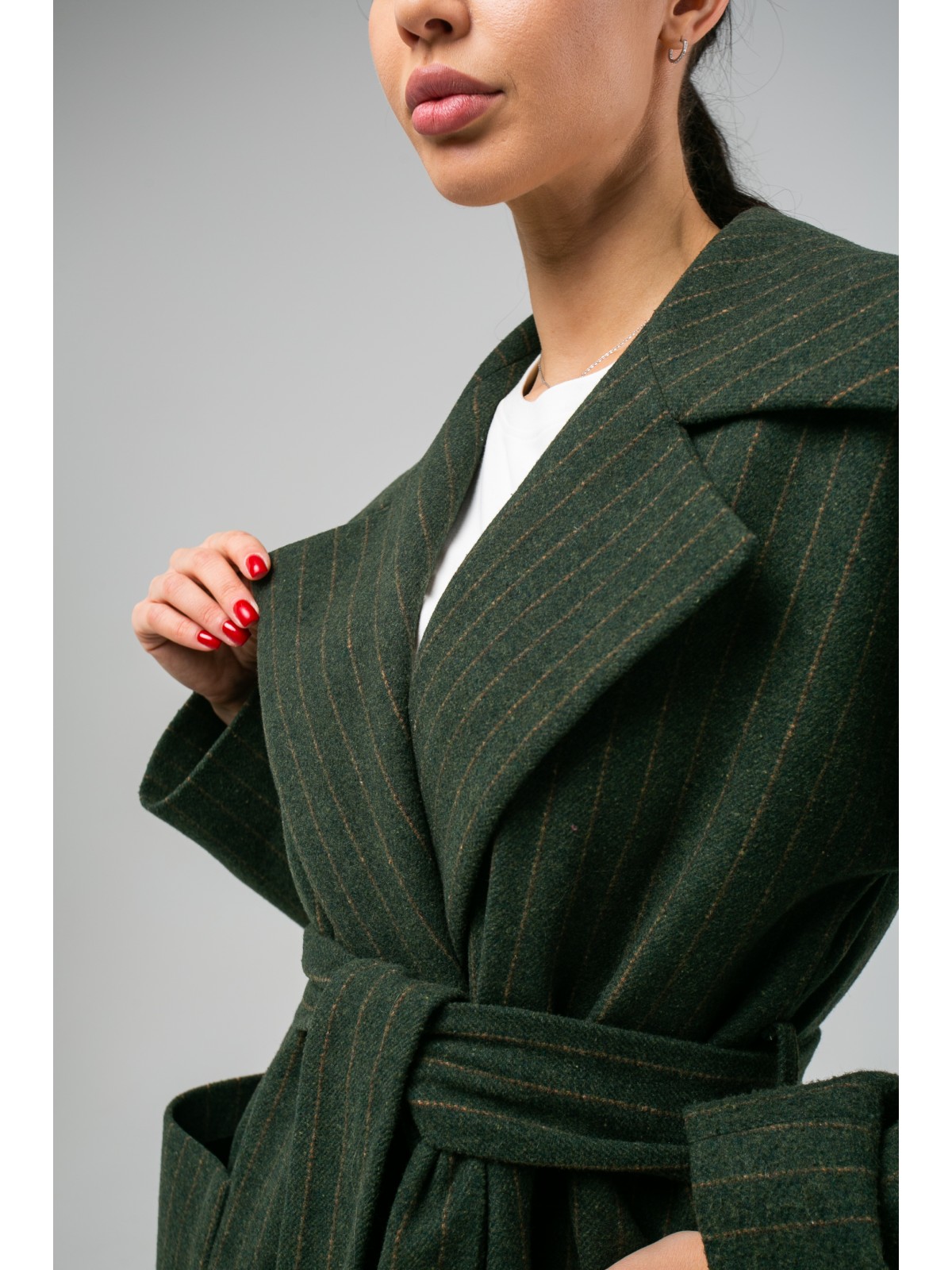 Пальто-халат на пуговицах Green Striped (Зеленый)