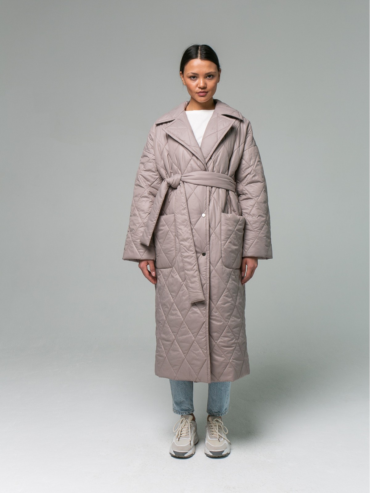 Пальто из плащевой ткани (стеганное) Beige (Бежевый)