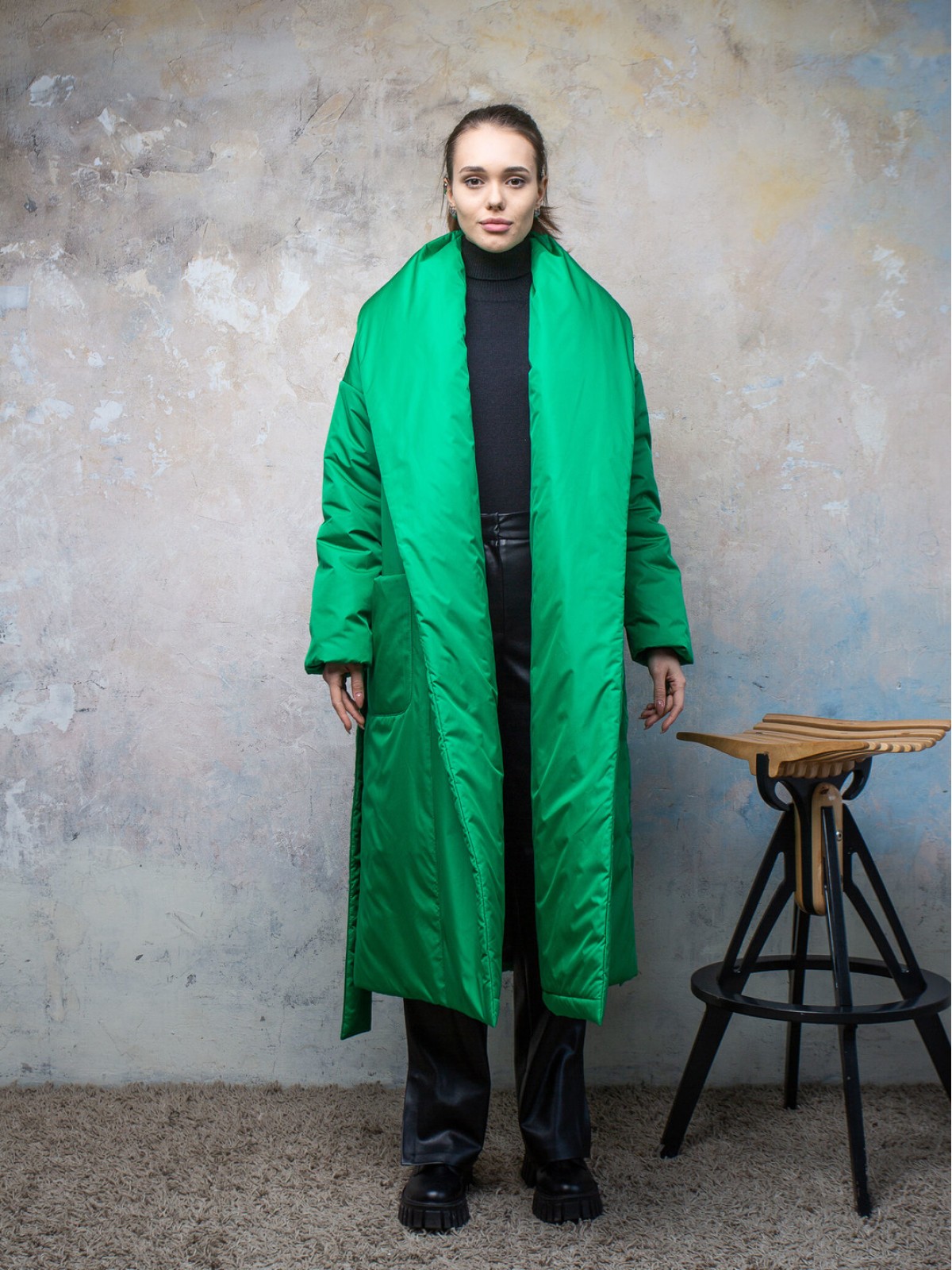 Пуховик-одеяло c шалевым воротником Greeny (Ярко-зеленый)